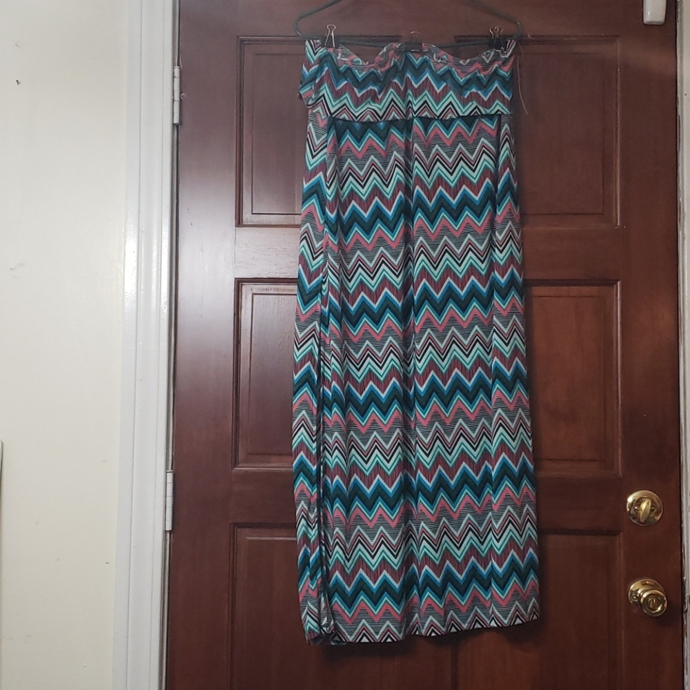 Multi colored horizontal striped maxi skirt